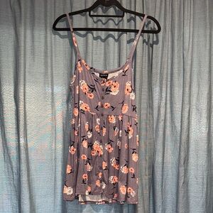 Torrid Charcoal Camisole with Coral Floral Pattern